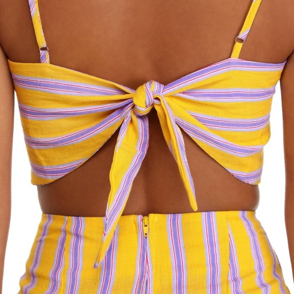 NWT Windsor Yellow Striped Linen 2-Piece Outfit - Picture 2 of 3